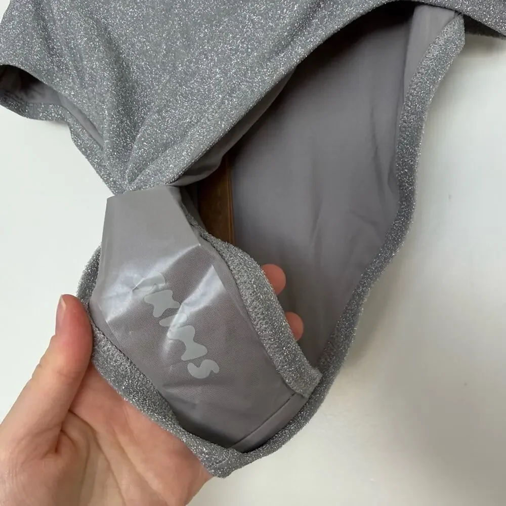 NWT NEW Skims Grey Glitter Mid Waist Bikini Bottoms Size 2X